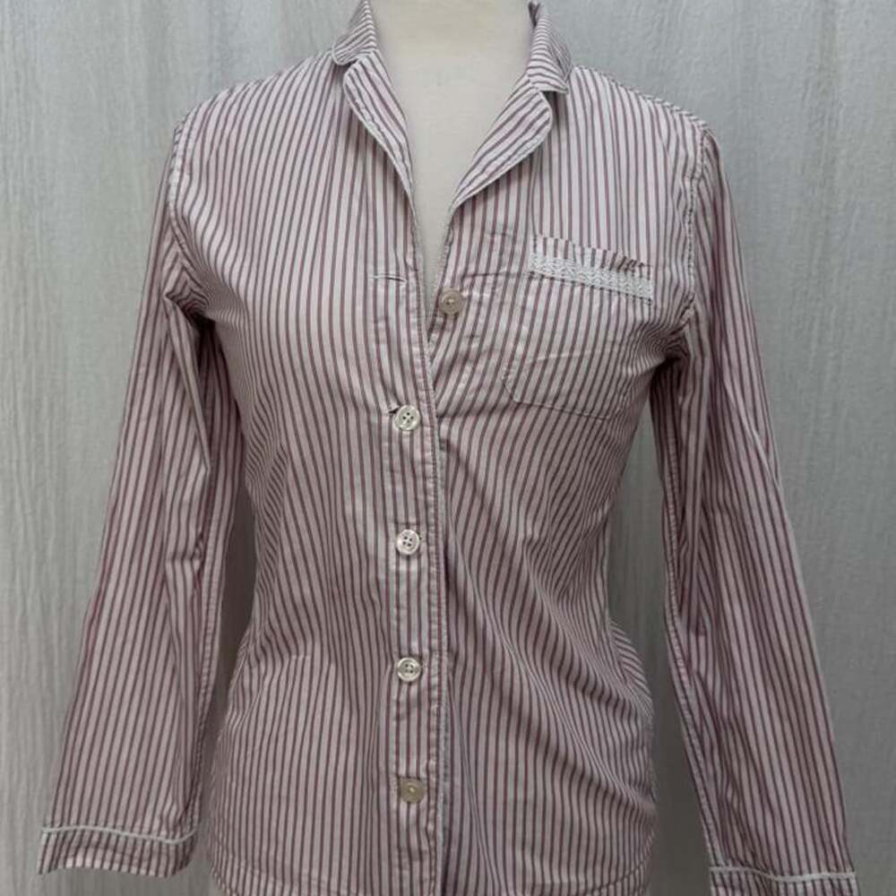 Brooks Brothers 346 Pajama Shirt Size XS Red White Striped Cotton